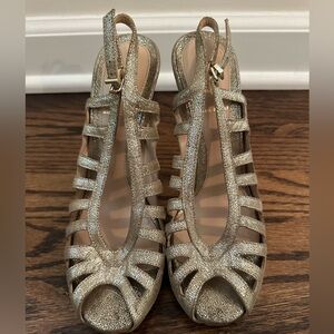 Fendi Metallic Slingback Sandal Champagne